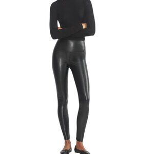 Aritzia Wilfred Free Daria Pant, Vegan Leather, High Rise, Black, Size Small